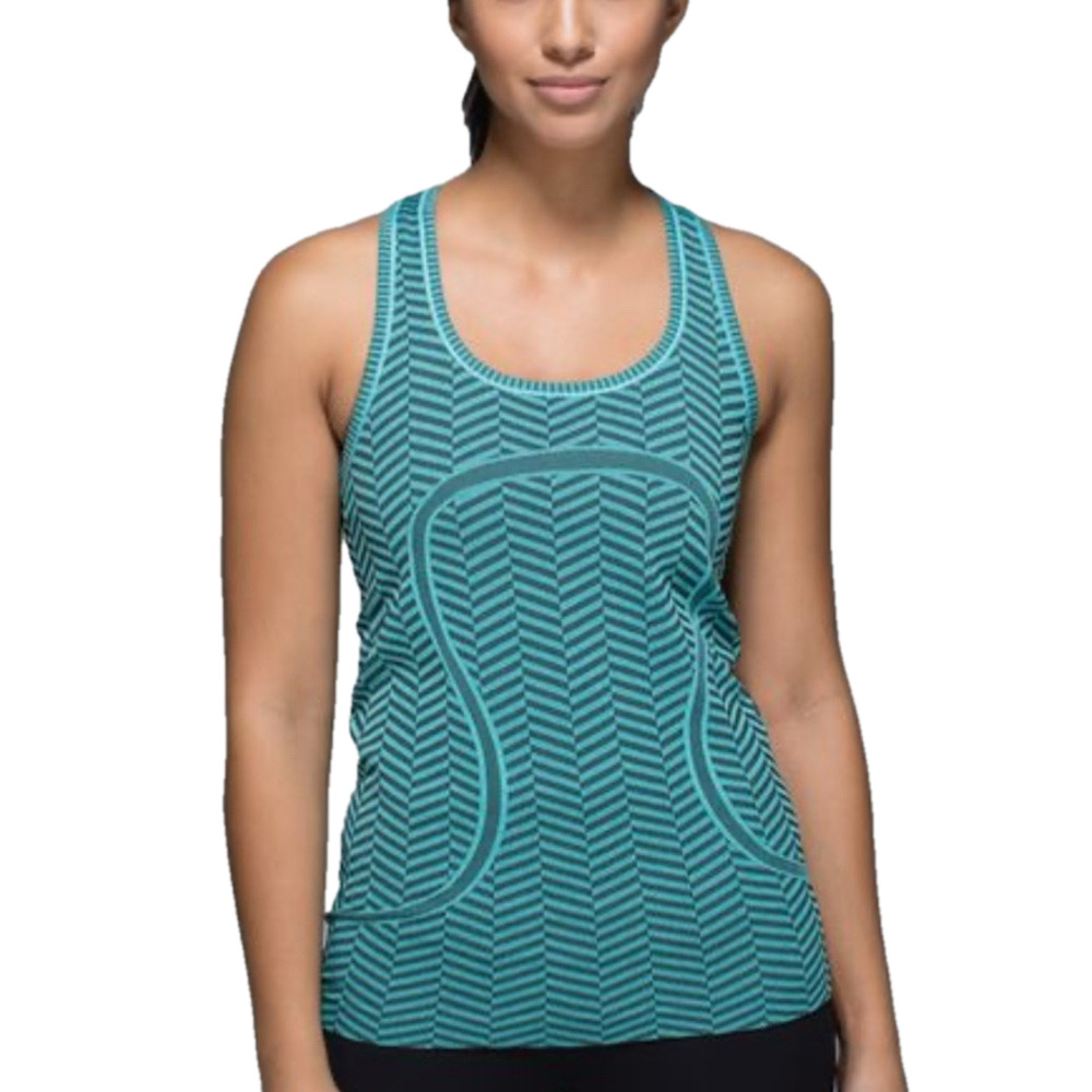 lululemon Size 6 Swiftly Tech Racerback Teal/ Black Chevron